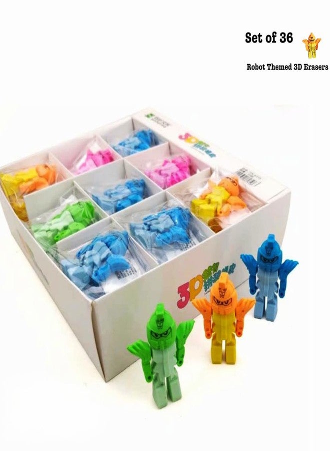 QIPS 3D Erasers for Kids - Set of 36 (Robot) - Image 2